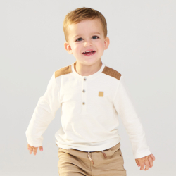 تيشيرت سلوب تونسي أبيض للأولاد الصغار مع رقع